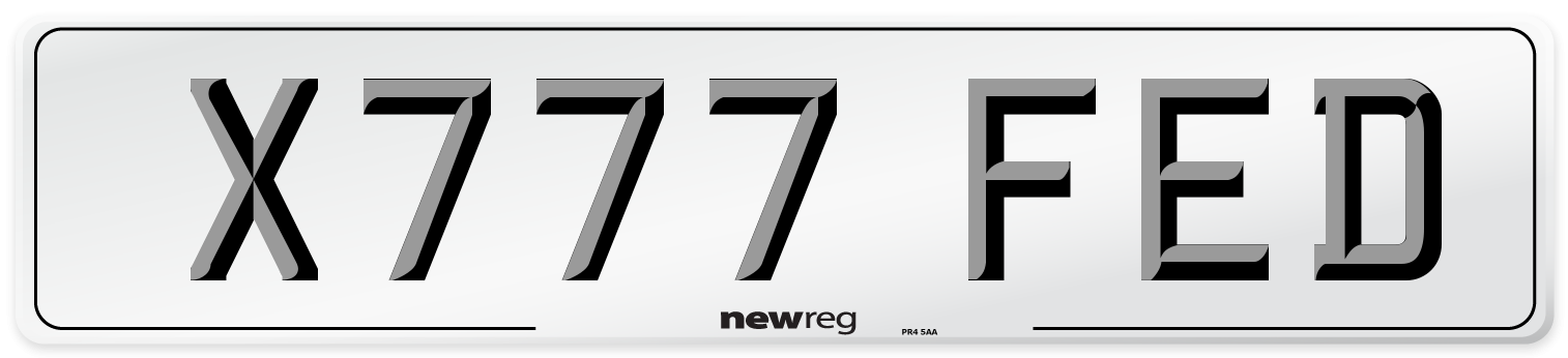X777 FED Number Plate from New Reg